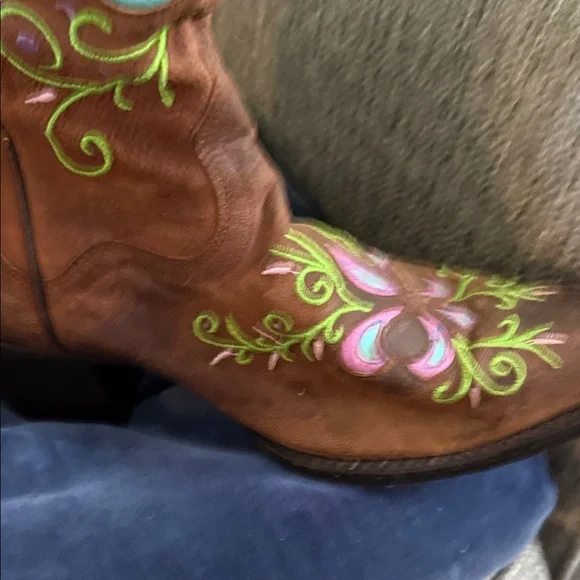 Colorful Embroidered Western Heeled Boots - Picture 5 of 15